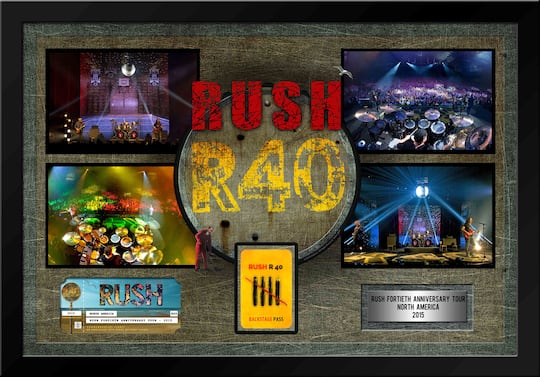 Rush Framed 40th Anniversary Tour with Commemorative Ticket and Backstage Pass 22" x 18"